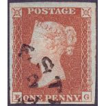 GREAT BRITAIN STAMPS : PENNY RED 1841 1d Red plate 19 (EG),