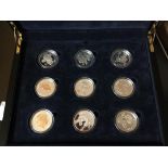 COINS : 2006 Proof set of various Silver Crowns with gold plate 17 coins each 28.