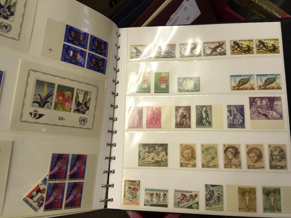 STAMPS : Seven Lighthouse, Safe type slip-case albums with mint Belgium and USA issues, - Image 4 of 5