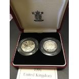 COINS : 1994 Piedfort 50p two coin set in proof silver,
