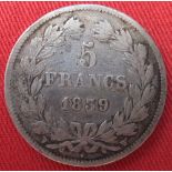 COINS : 1839 PHILIPPEI 1st 5 Francs (France)