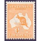 STAMPS : AUSTRALIA : 1913 4d Orange,