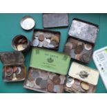 COINS : Accumulation of old coins in small tins,