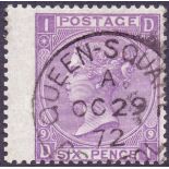 GREAT BRITAIN STAMPS : 1870 6d Mauve plate 9 (DI) ,