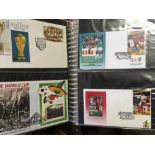 STAMPS : FOOTBALL Mexico 1986 and Italia 90 commemorative match covers and stamps in special albums