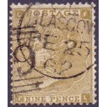 GREAT BRITAIN STAMPS : 1862 9d Bistre (FL) fine used ,