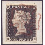 GREAT BRITAIN STAMPS : PENNY BLACK Plate 3 Grey Black (SD) ,