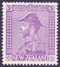 STAMPS : NEW ZEALAND : 1927 GV 3/- pale mauve M/M, SG 470.