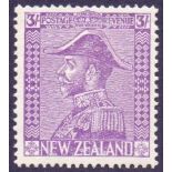 STAMPS : NEW ZEALAND : 1927 GV 3/- pale mauve M/M, SG 470.