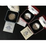 COINS : 1996 Queens 70th Birthday Proof Silver £5 coin, plus 1993 Coronation Silver proof £5,