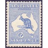 STAMPS : AUSTRALIA : 1913 6d Ultramarine lightly mounted mint SG 9