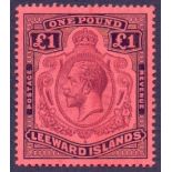 STAMPS : LEEWARD ISLANDS : 1928 £1 Purple Black/Red,