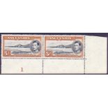 STAMPS : ASCENSION : 1944 5/- Black and Yellow Brown,