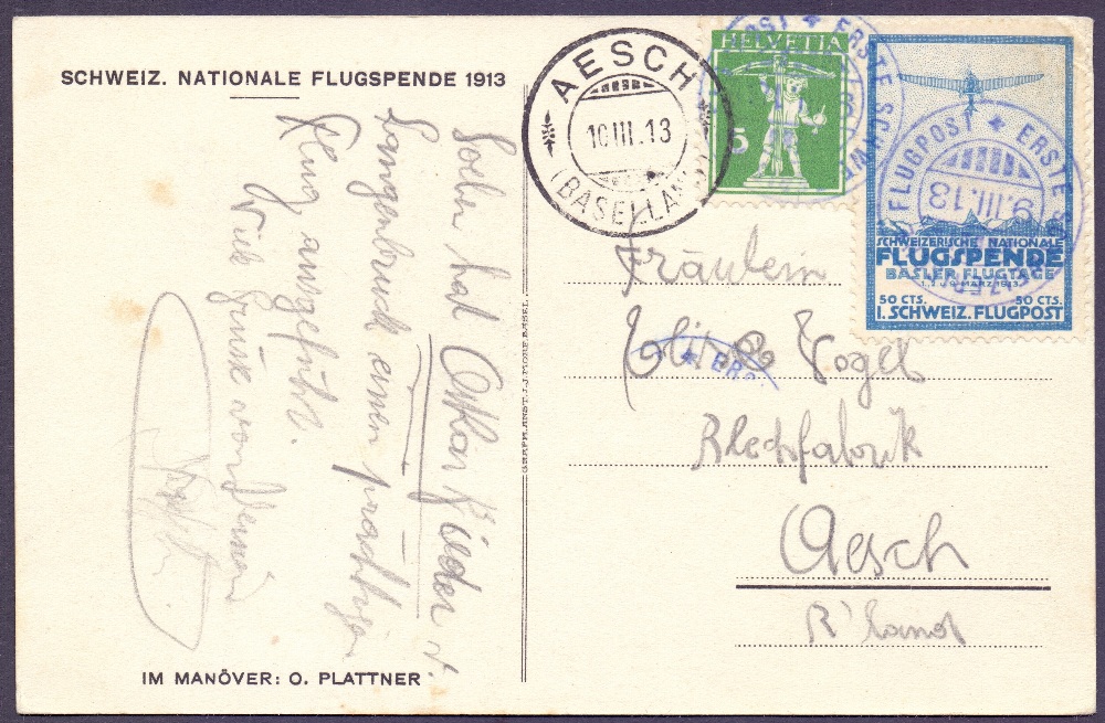 AIRMAIL COVERS : SWITZERLAND, a fantastic collection of Pioneer Air Post stamps and flown cards.
