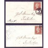 GREAT BRITAIN POSTAL HISTORY : 1851 1d Red on small envelope ASHFORD to TENTERDEN 15th Dec 1851 and
