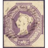 GREAT BRITAIN STAMPS : 1848 6d Dull lilac Embossed, four margin example,