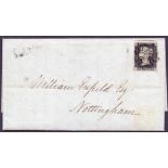 PENNY BLACK ON COVER: Plate 6 (LA), very fine four margin stamp on entire wrapper,