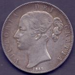 COINS : 1845 QV Crown, edge cinquefoil esc 282,