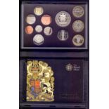 COINS : 2009 UK Delux proof set in leather bound case with the scarce KEW GARDENS 50p