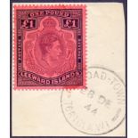 STAMPS : LEEWARD ISLANDS : 1942 £1 Purple Black/Carmine,