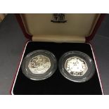 COINS : 1994 Piedfort 50p two coin set in proof silver,