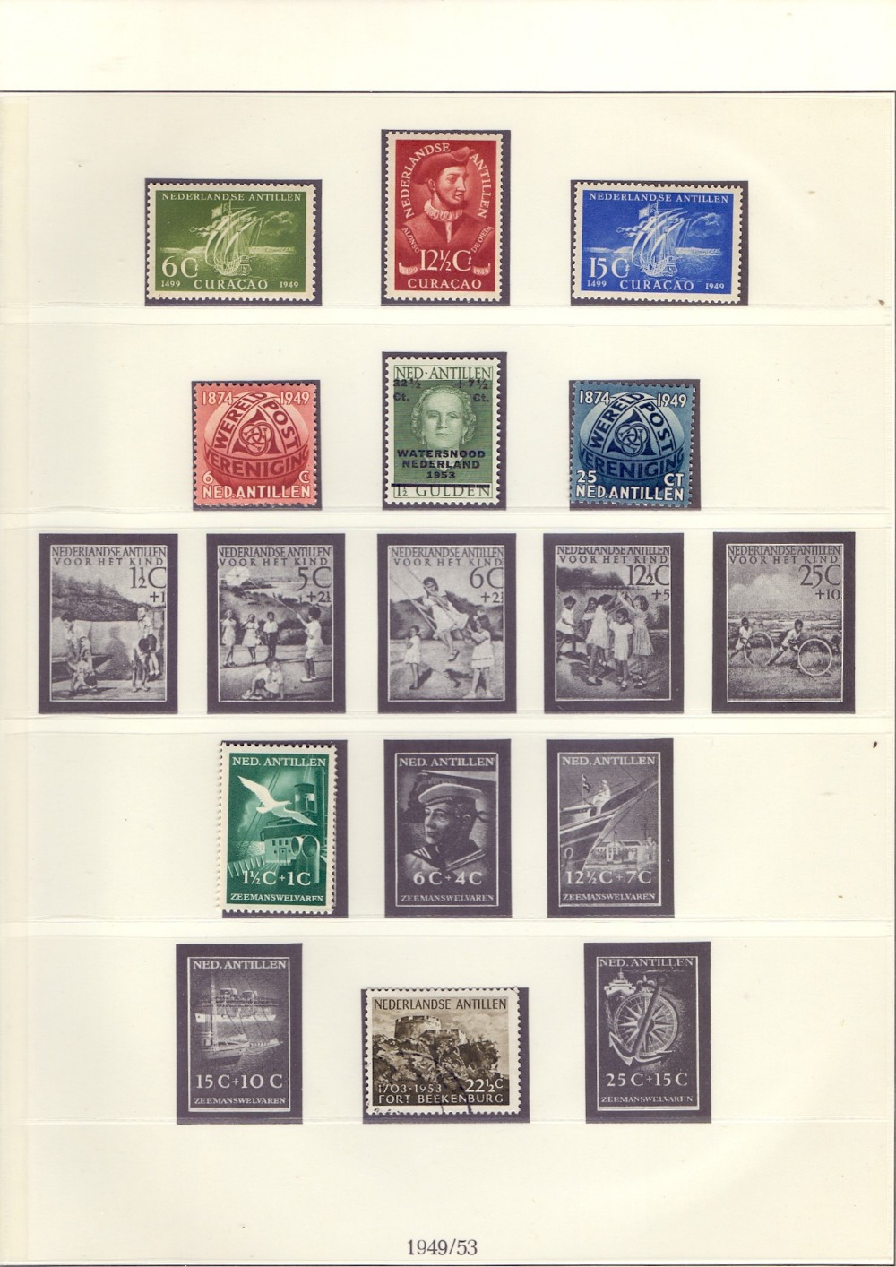 STAMPS : ANTILLES, 1949-89 mostly U/M with a few used too, housed in two hinge-less printed albums.