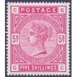 GREAT BRITAIN STAMPS : 1883 5/- Crimson,