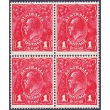 STAMPS : AUSTRALIA : 1917 1d Deep Red,