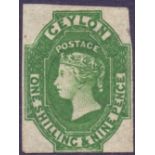 STAMPS : CEYLON STAMPS : 1857 1/9 Green, imperf, an average mounted mint example,