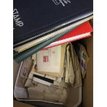 STAMPS : Mixed box of old albums, covers and many 100's of stamps loose in packets,