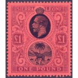 STAMPS : SIERRA LEONE : 1912 £1 Black and Purple/Red,