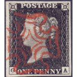 GREAT BRITAIN STAMPS : PENNY BLACK Plate 2 (GA) ,