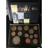 COINS : 2010 UK delux proof coin set in leather bound case with papers