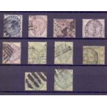 STAMPS : GREAT BRITAIN : 1883-84 Lilac & Green issues to 1/-, good/fine used set of ten,