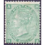 STAMPS : GREAT BRITAIN : 1867-80 1/- Green, Plate 4,