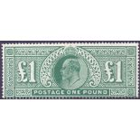 STAMPS : GREAT BRITAIN : 1911 £1 Deep Green ,