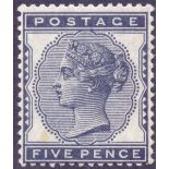 STAMPS : GREAT BRITAIN : 1881 5d Indigo, fine mounted mint,