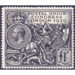 STAMPS : GREAT BRITAIN : 1929 PUC £1, fine lightly mounted mint,