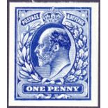 STAMPS : GREAT BRITAIN : 1913 1d Blue imperf colour trial Edward VII design,