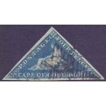 STAMPS : Cape of Good Hope 1853 4d Deep Blue, deeply blued paper.