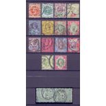STAMPS : GREAT BRITAIN : 1887-1900 QV Jubilee used set of 15 to £1, good/fine used,