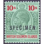 STAMPS : SOLOMON ISLANDS 1914 mounted mint set to £1 overprinted SPECIMEN (1/2d without gum) SG