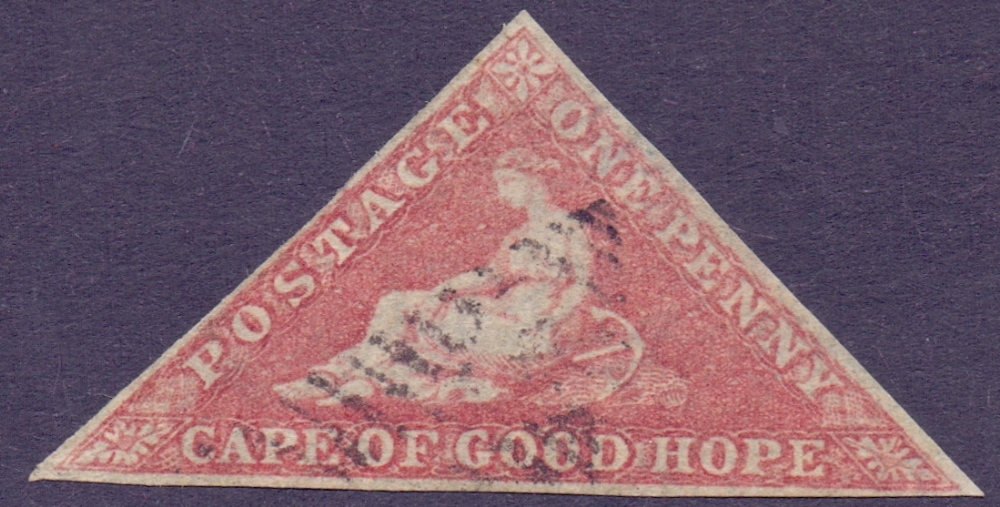 STAMPS : Cape of Good Hope 1853 1d Brick-Red fine used SG 3