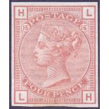 STAMPS : GREAT BRITAIN : 1876 4d IMPERF COLOUR TRIAL in pale red brown,