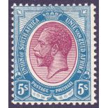 STAMPS : SOUTH AFRICA : 1913 5/- Purple and Blue mounted mint SG 15