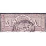 STAMPS : GREAT BRITAIN : 1888 £1 Brown-Lilac, Wmk three Orbs,