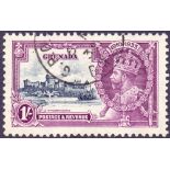 STAMPS : 1935 JUBILEE - Grenada 1/- Slate and Purple fine used with KITE and HORIZONTAL LOG variety