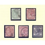STAMPS : GREAT BRITAIN : 1880-81 set of five stamps to 5d, all fine used, SG 164-69.