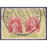 STAMPS : RHODESIA : 1910 5/- Scarlet and Pale Yellow Green,