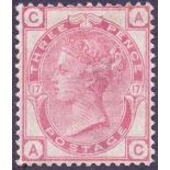 STAMPS : GREAT BRITIAN : 1873-80 3d Rose, Plate 17, fine mounted mint, SG 143.